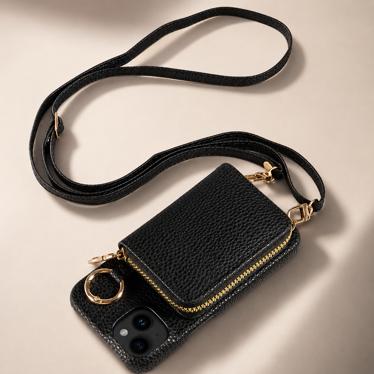 Premium iPhone Case Zipper Wallet Crossbody Cover Card Holder Camera Lens Protection Magnetic Closure Shockproof Full Protection Slim Design