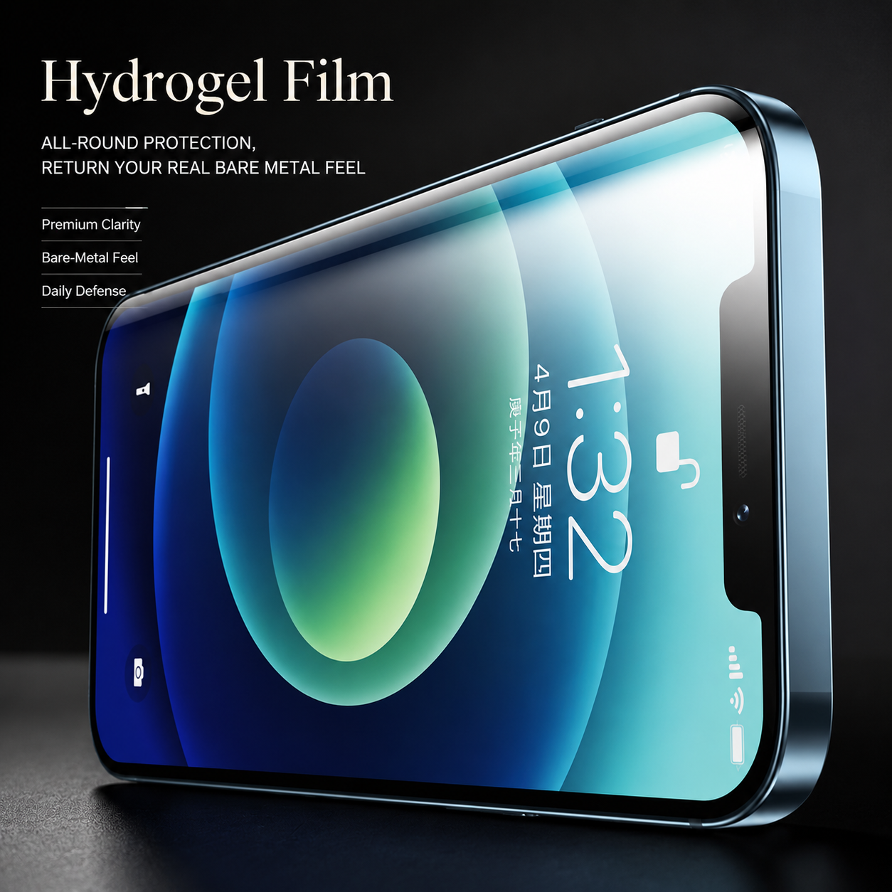 Premium iPhone Hydrogel Screen Protector Full Coverage Protective Film Smooth Touch Anti Scratch Impact Absorption Flexible HD Clarity Shield