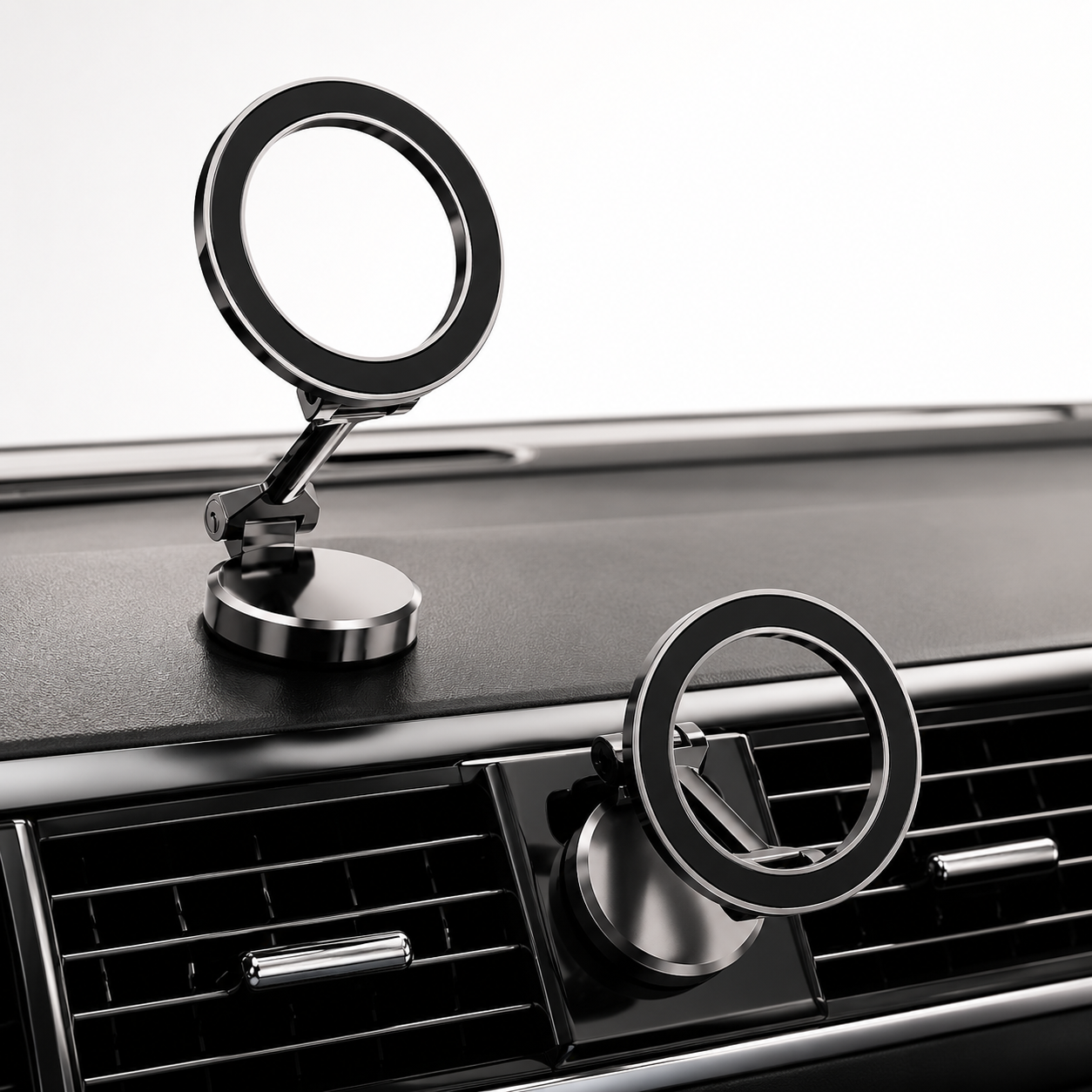 Premium iPhone MagSafe Car Mount Magnetic Phone Holder 360 Rotation Dashboard Stand Zinc Alloy Construction Strong Grip Viewing Support Design