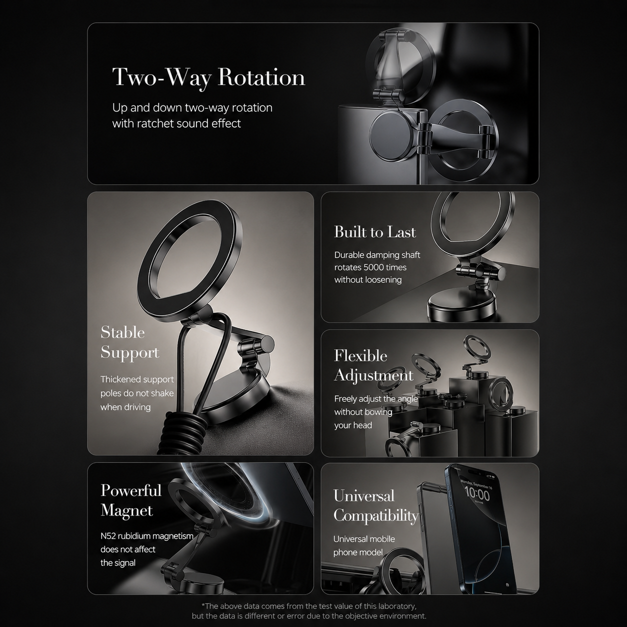 Premium iPhone MagSafe Car Mount Magnetic Phone Holder 360 Rotation Dashboard Stand Zinc Alloy Construction Strong Grip Viewing Support Design