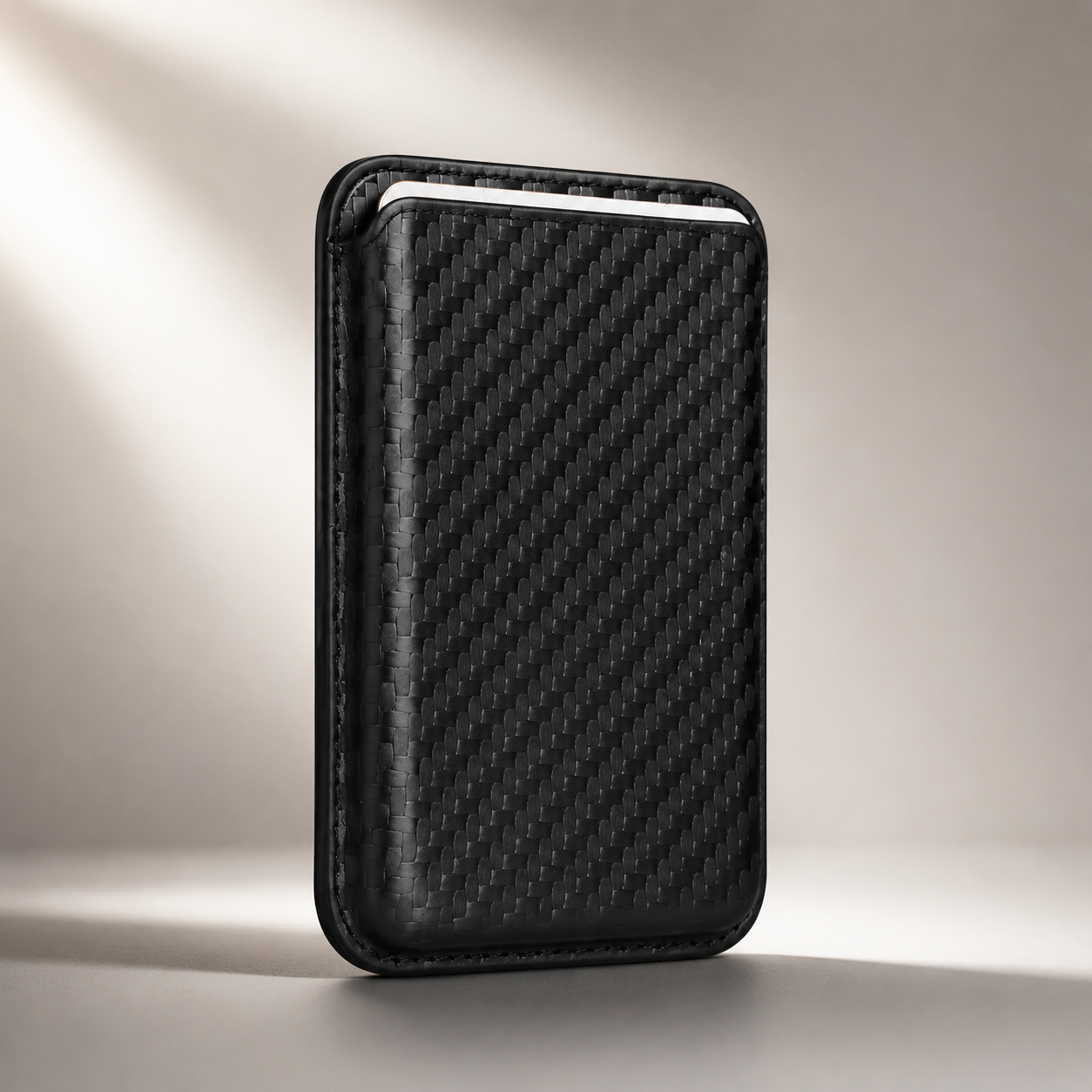 Premium iPhone MagSafe Compatible Carbon Fiber Wallet Magnetic Card Holder Secure Credit ID Storage Anti Fingerprint Slim Travel Accessory Gear