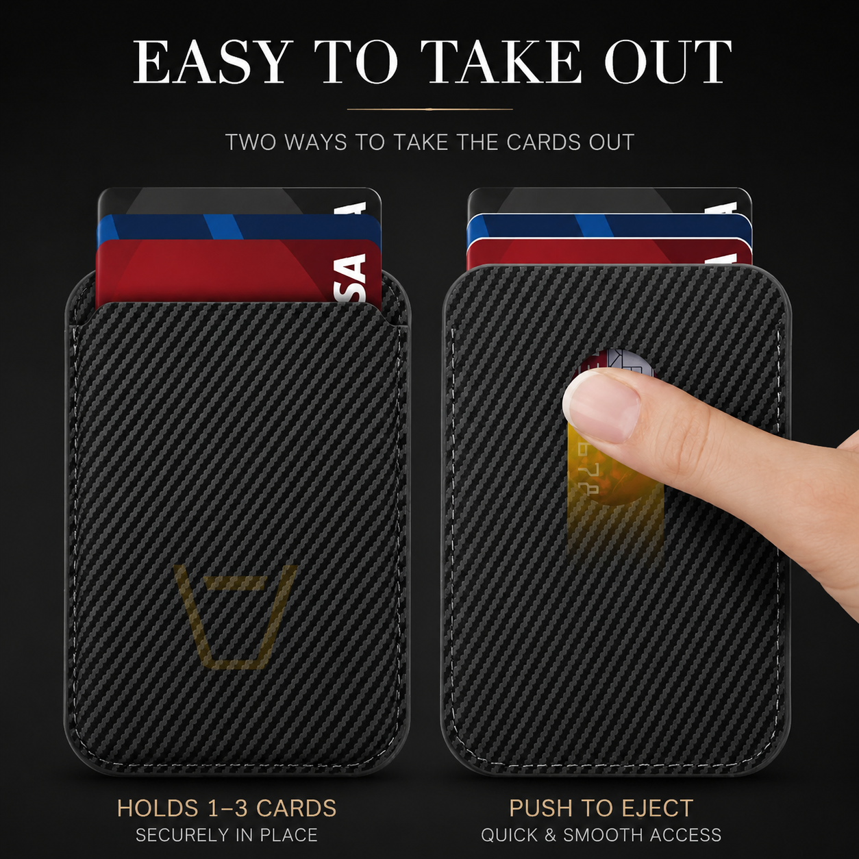 Premium iPhone MagSafe Compatible Carbon Fiber Wallet Magnetic Card Holder Secure Credit ID Storage Anti Fingerprint Slim Travel Accessory Gear