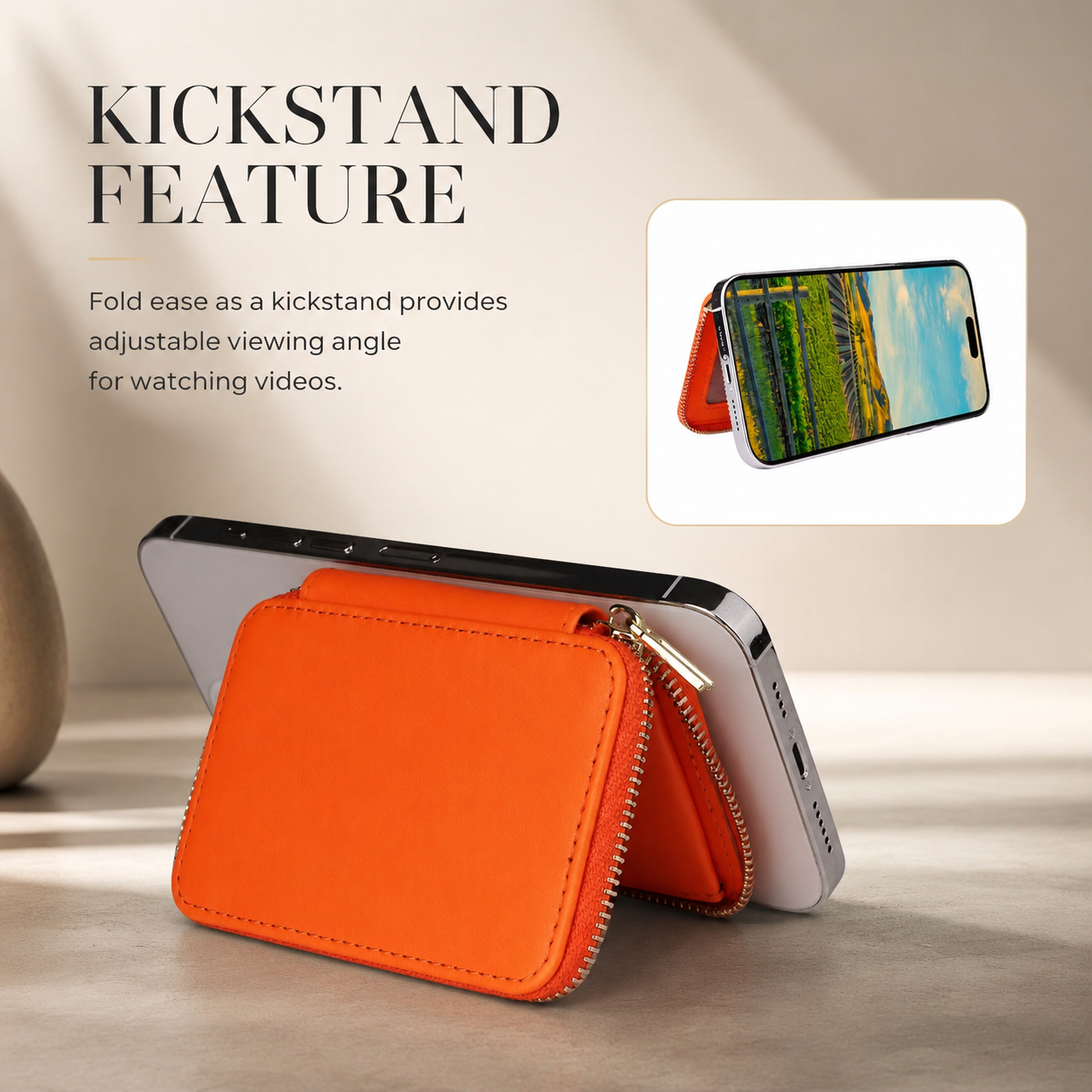 Premium iPhone MagSafe Compatible Leather Wallet RFID Blocking Magnetic Card Holder Secure Storage Anti Scratch Non Slip Lanyard Travel Support