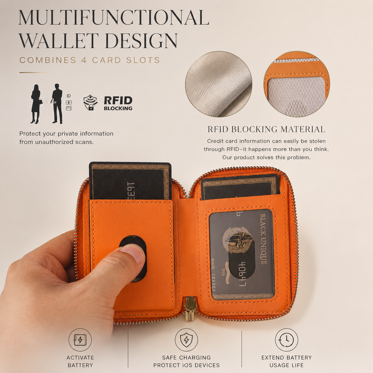 Premium iPhone MagSafe Compatible Leather Wallet RFID Blocking Magnetic Card Holder Secure Storage Anti Scratch Non Slip Lanyard Travel Support