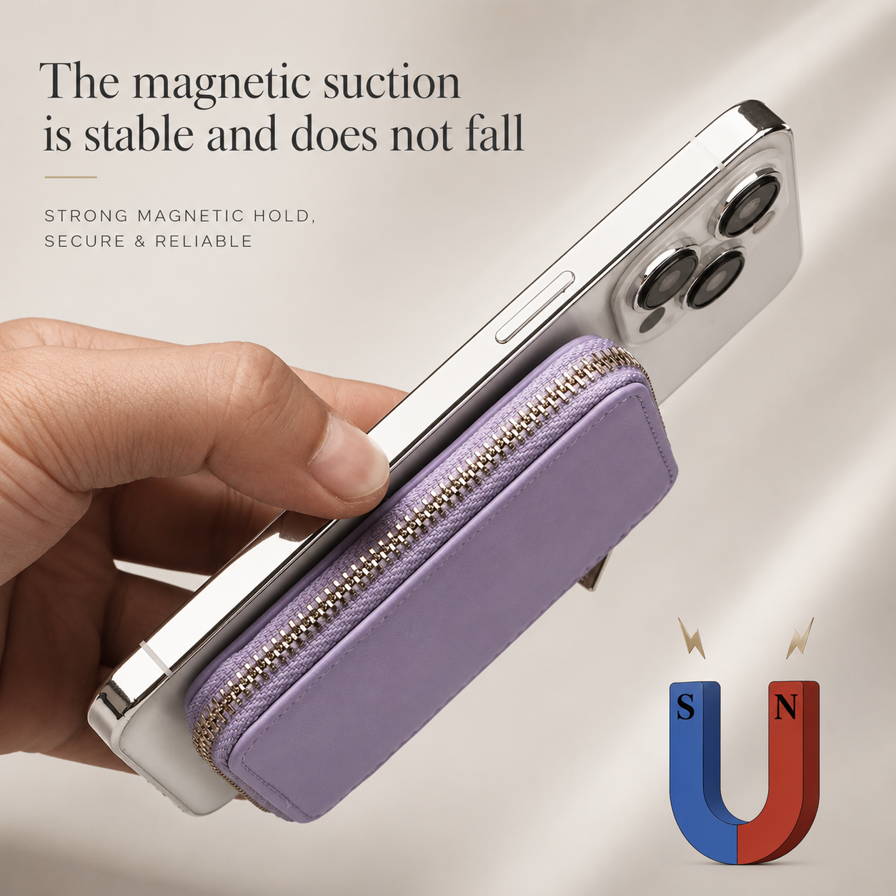 Premium iPhone MagSafe Compatible Leather Wallet RFID Blocking Magnetic Card Holder Secure Storage Anti Scratch Non Slip Lanyard Travel Support