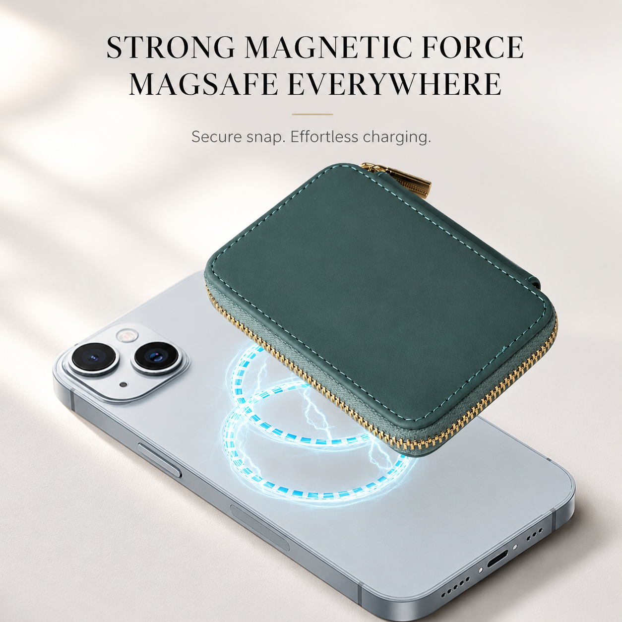 Premium iPhone MagSafe Compatible Leather Wallet RFID Blocking Magnetic Card Holder Secure Storage Anti Scratch Non Slip Lanyard Travel Support