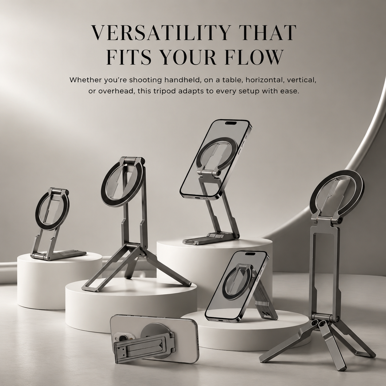 Premium iPhone MagSafe Compatible Magnetic Tripod Stand Pocket Holder N52 Magnet Grip 360 Adjustable Foldable Alloy Travel Design Portable Mount