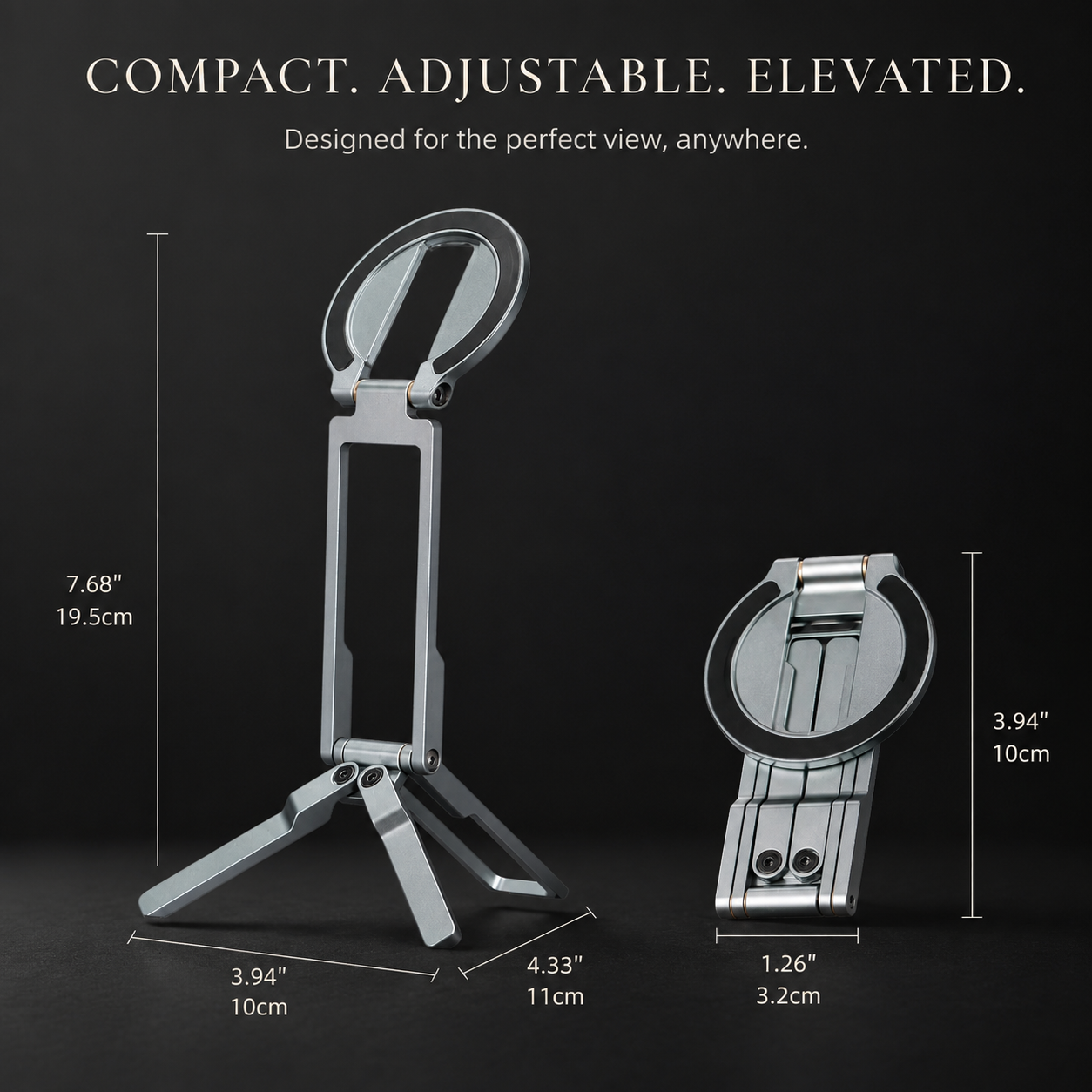 Premium iPhone MagSafe Compatible Magnetic Tripod Stand Pocket Holder N52 Magnet Grip 360 Adjustable Foldable Alloy Travel Design Portable Mount