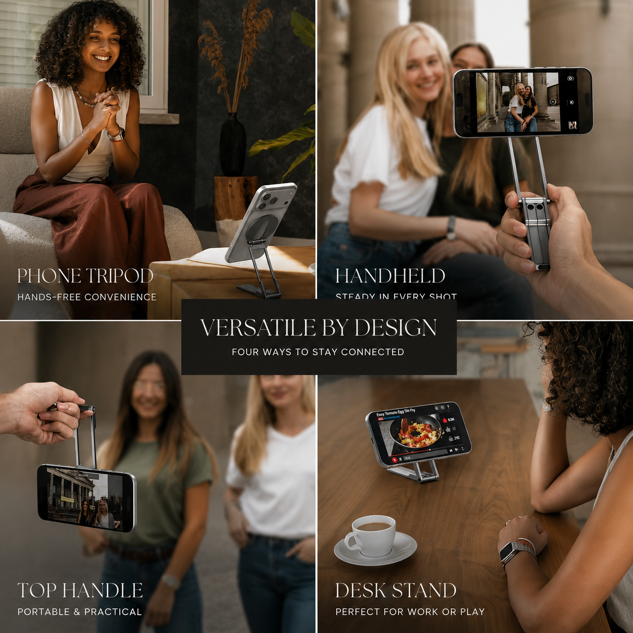 Premium iPhone MagSafe Compatible Magnetic Tripod Stand Pocket Holder N52 Magnet Grip 360 Adjustable Foldable Alloy Travel Design Portable Mount