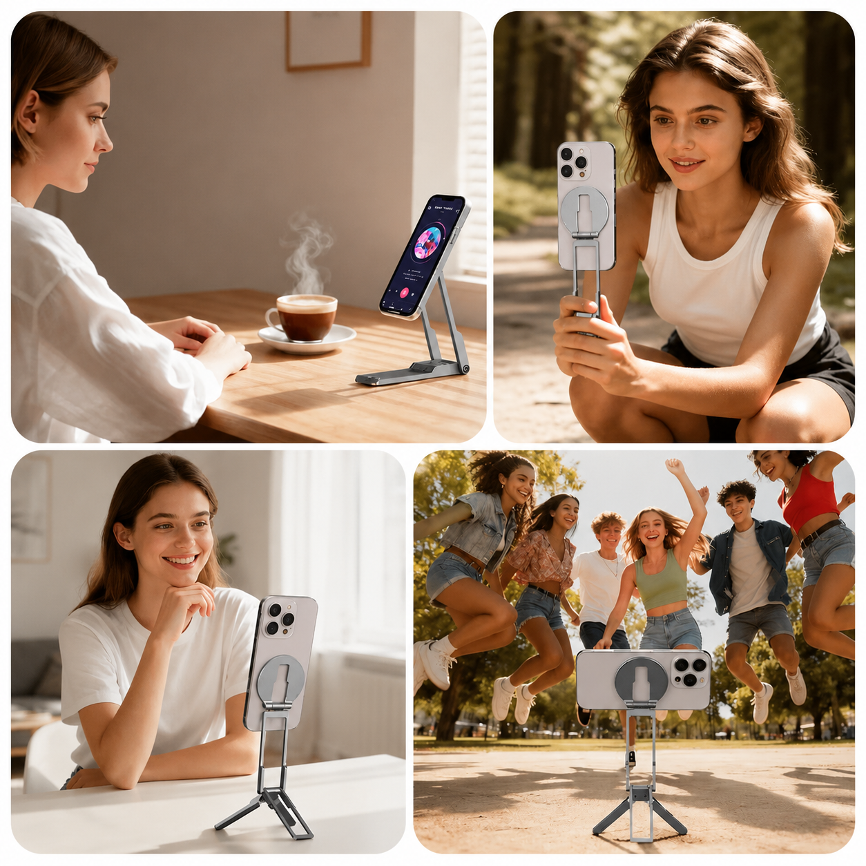 Premium iPhone MagSafe Compatible Magnetic Tripod Stand Pocket Holder N52 Magnet Grip 360 Adjustable Foldable Alloy Travel Design Portable Mount