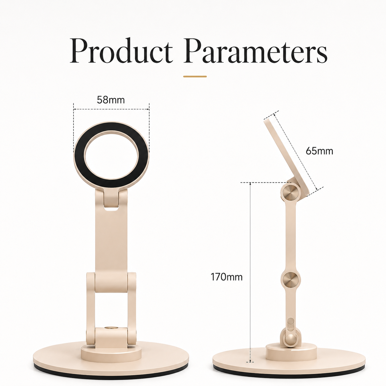Premium iPhone MagSafe Stand Magnetic Desk Holder Aluminum Construction 360 Rotation Height Adjustment Foldable Base Stable Viewing Support Mount