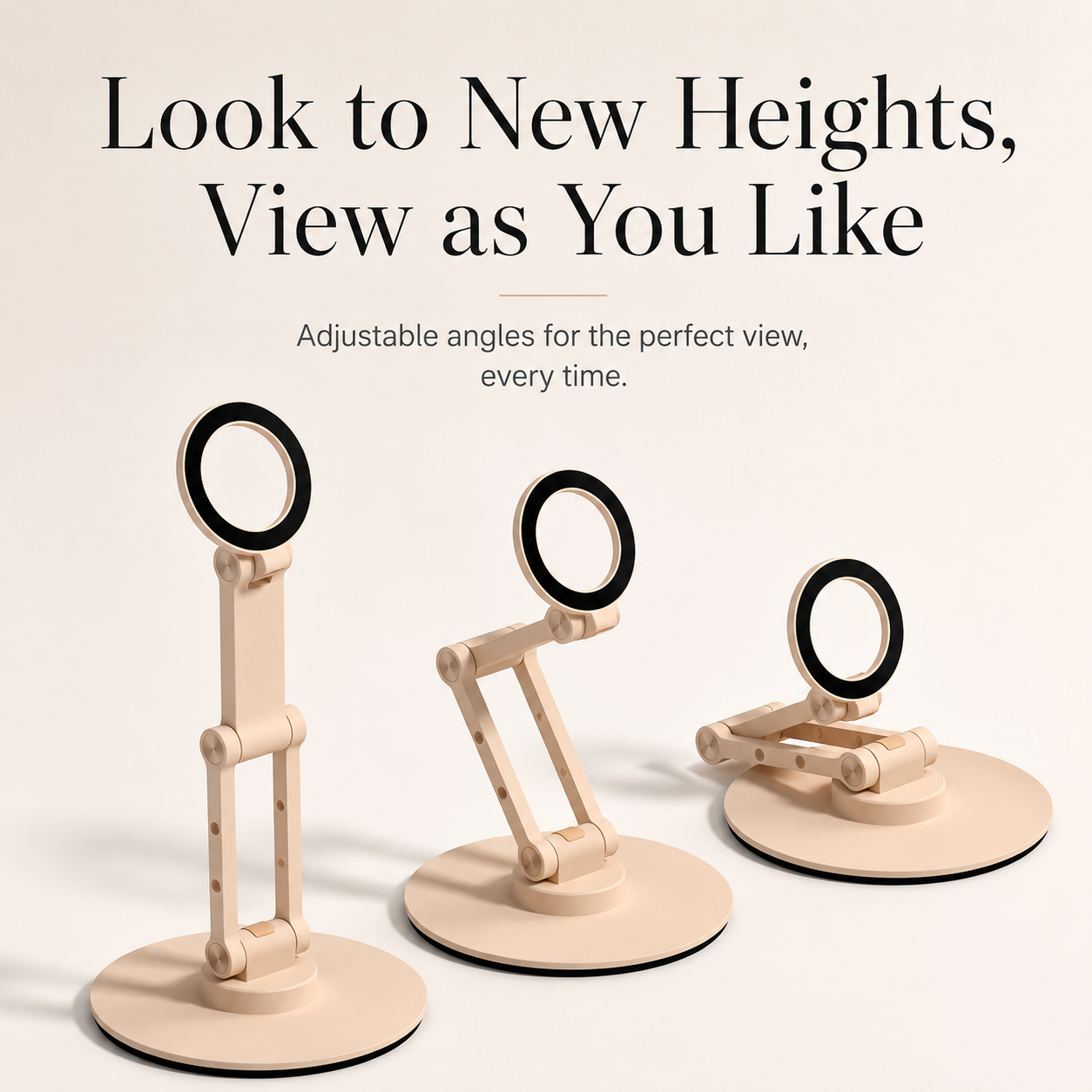 Premium iPhone MagSafe Stand Magnetic Desk Holder Aluminum Construction 360 Rotation Height Adjustment Foldable Base Stable Viewing Support Mount