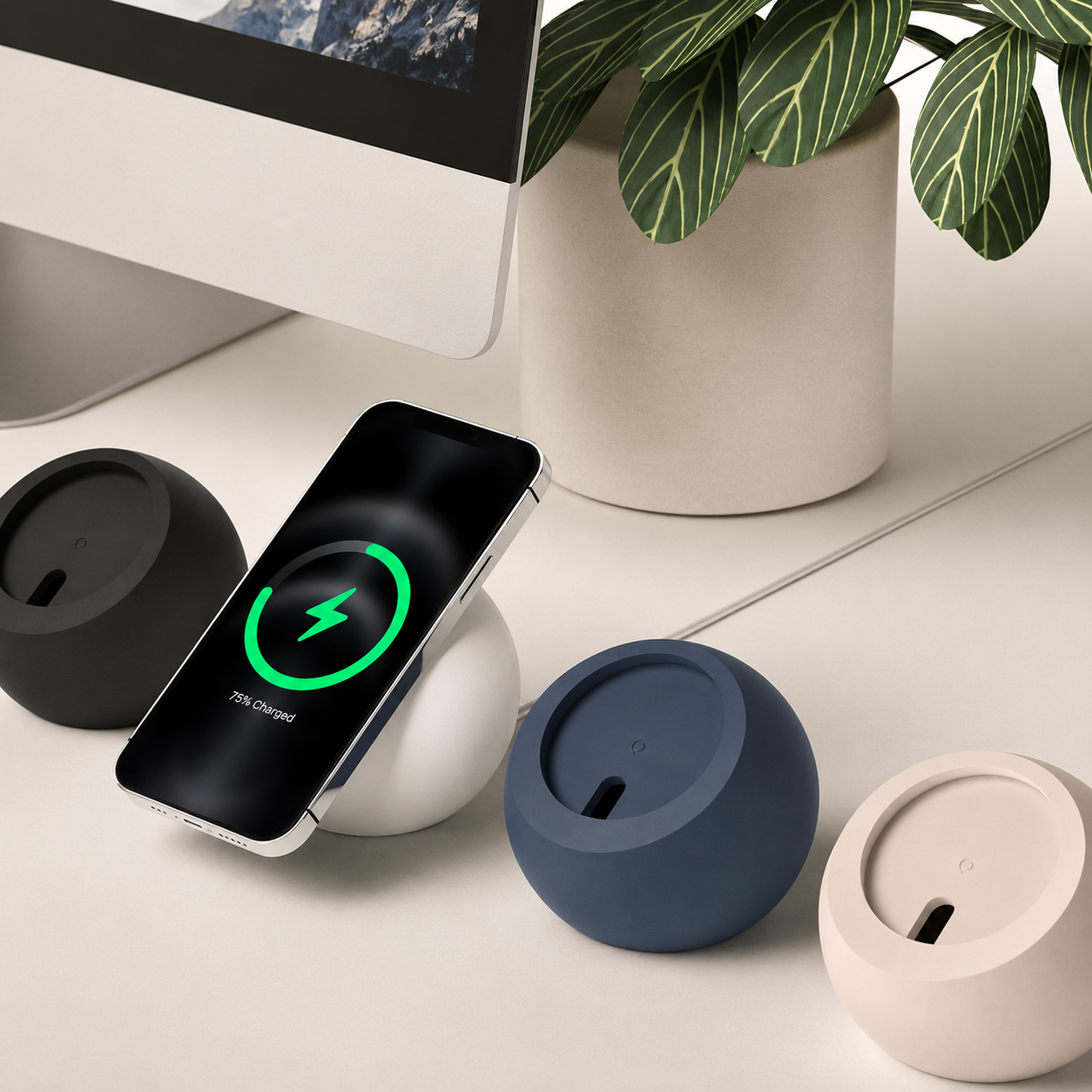 Premium iPhone MagSafe Stand Magnetic Desktop Holder Wireless Charging Compatible Silicone Base Non Slip Stable Viewing Dock Adjustable Desk Mount