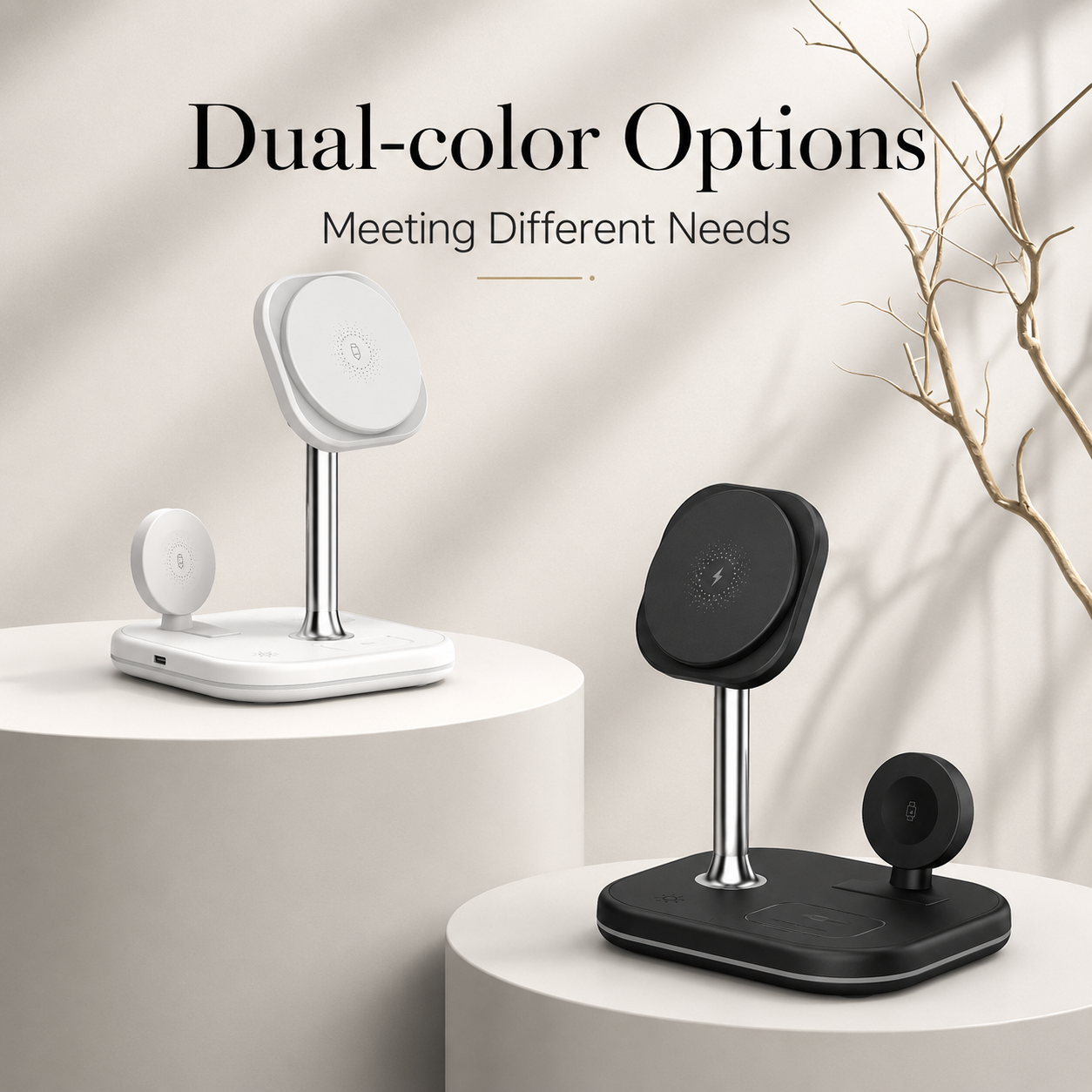 Premium iPhone MagSafe Wireless Charger 3 in 1 Magnetic Charging Station Fast Power Stand Watch Earbuds Type C Input Desktop Organizer Dock Holder
