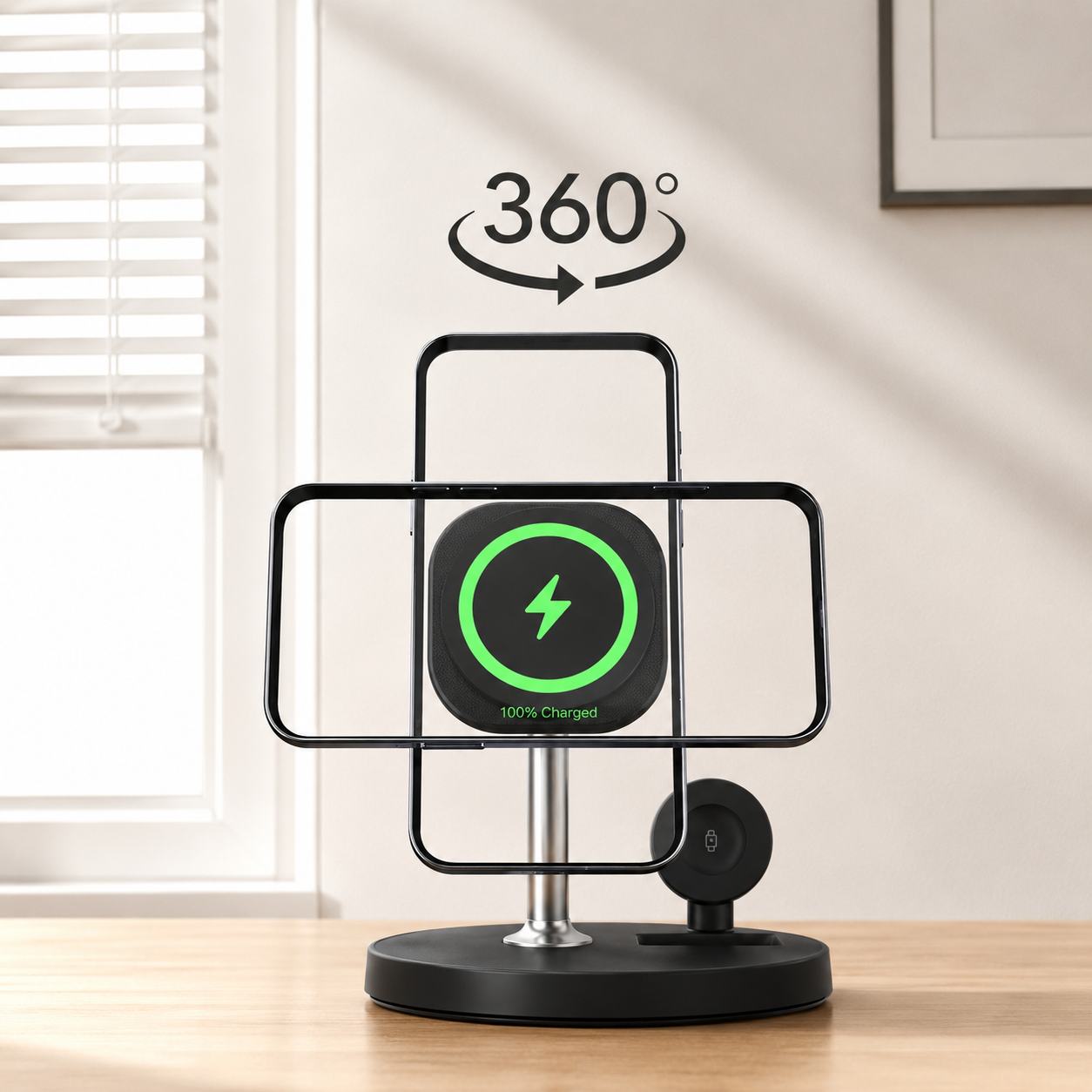 Premium iPhone MagSafe Wireless Charger 3 in 1 Magnetic Charging Station Fast Power Stand Watch Earbuds Type C Input Desktop Organizer Dock Holder