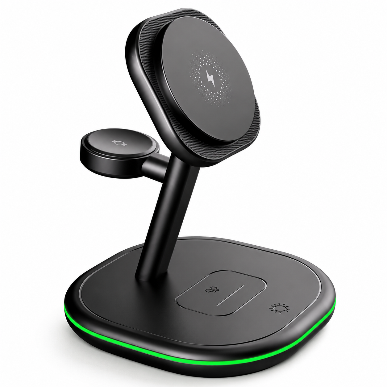 Premium iPhone MagSafe Wireless Charger 3 in 1 Magnetic Charging Station Fast Power Stand Watch Earbuds Type C Input Desktop Organizer Dock Holder