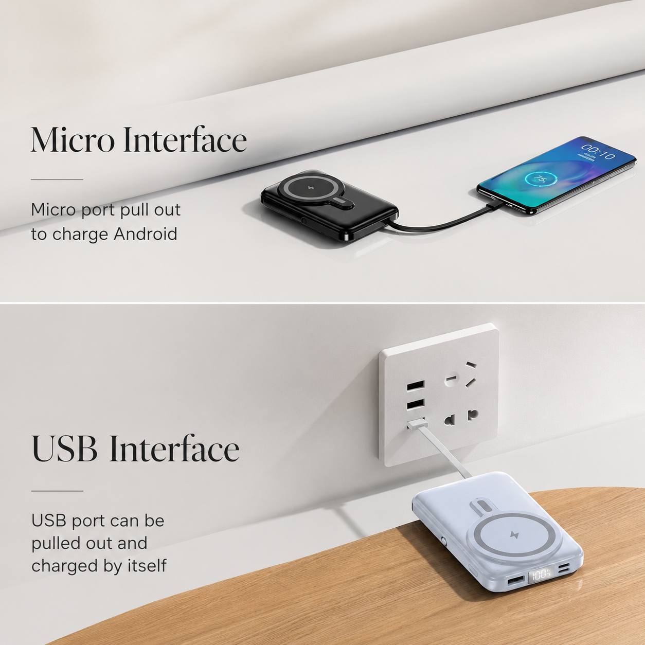 Premium iPhone Magnetic Wireless Power Bank 22.5W Fast Charging Portable Battery Built In Cable Stand 10000mAh PD External Battery Pack Charger