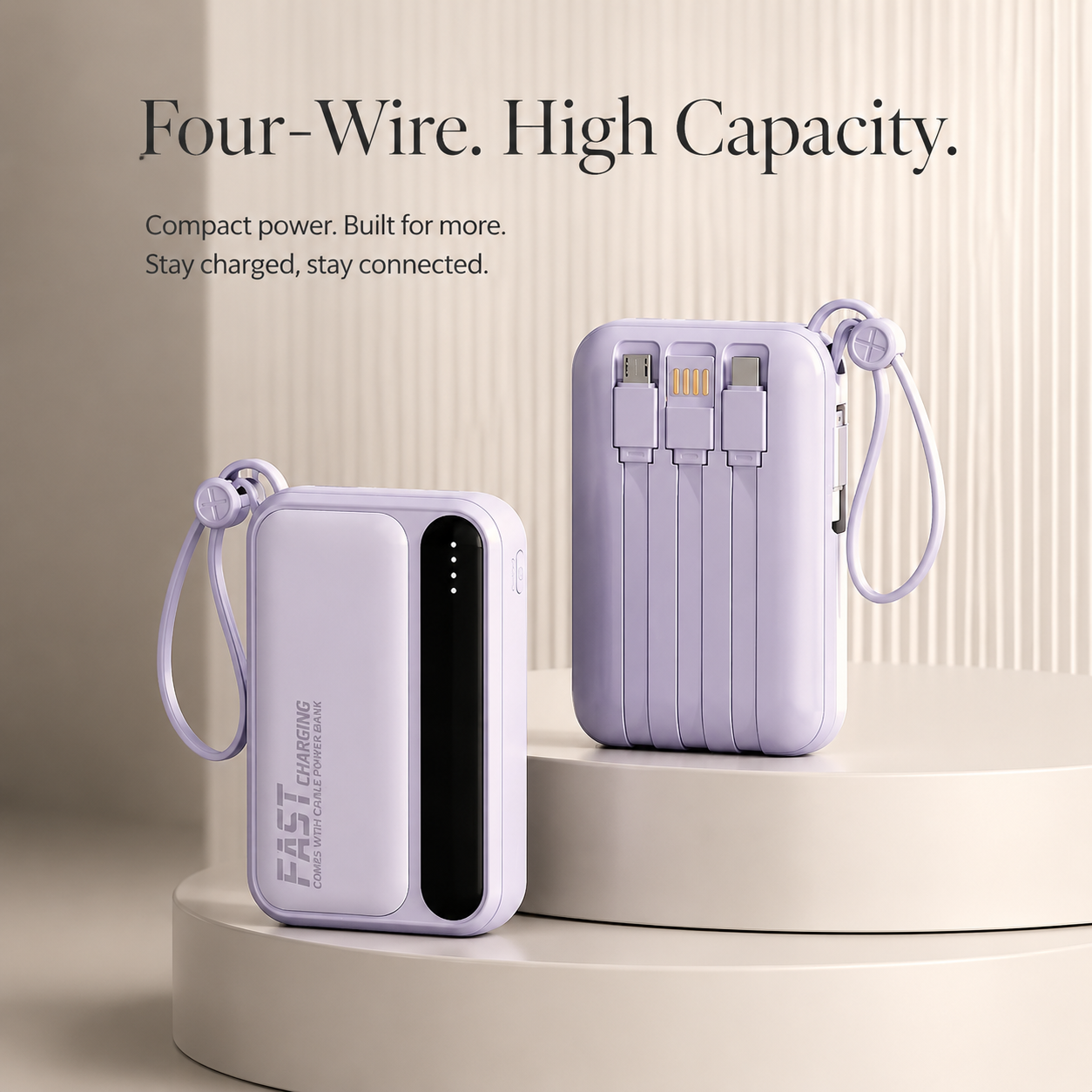 Premium iPhone Power Bank 120W Fast Charging Portable Battery Built In Cables Digital LED Display 50000mAh Multi Device Charger Backup Power Station
