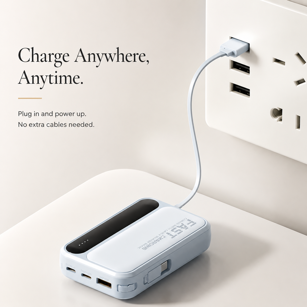 Premium iPhone Power Bank 120W Fast Charging Portable Battery Built In Cables Digital LED Display 50000mAh Multi Device Charger Backup Power Station