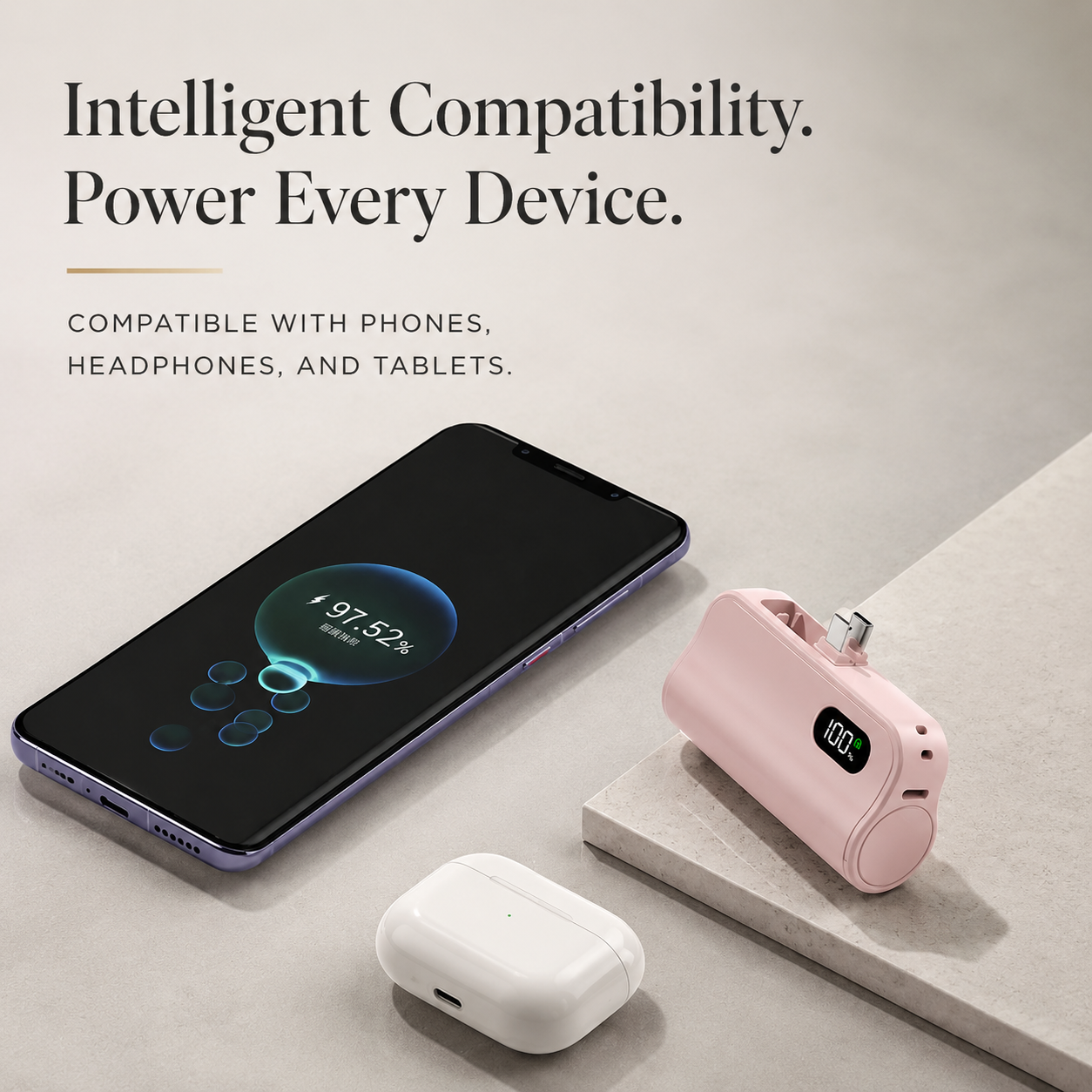 Premium iPhone Power Bank 20W Fast Charging Portable Battery Built In Cables LED Light Multi Device Charger Backup Energy Station Emergency Utility
