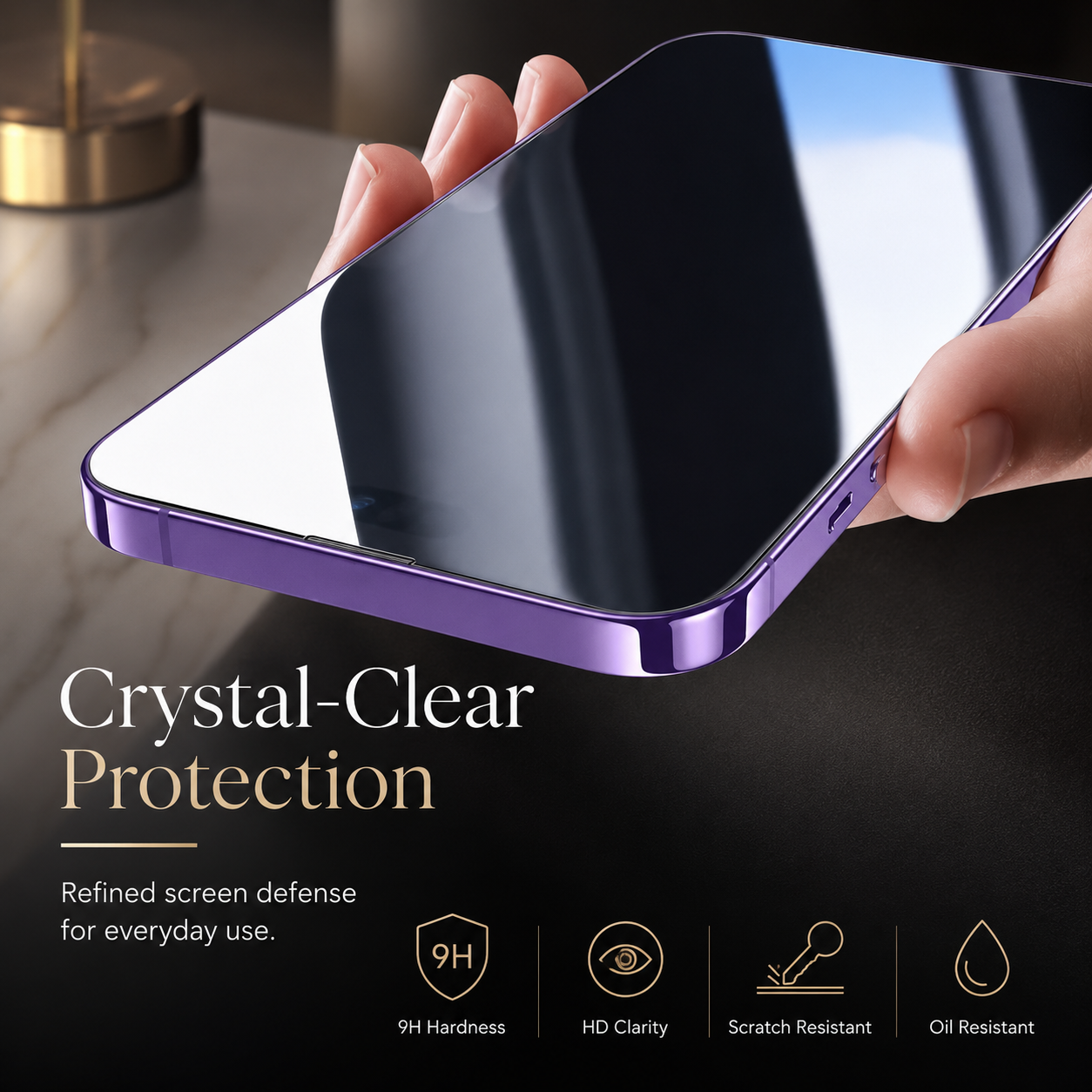 Premium iPhone Screen Protector Tempered Glass HD Clear Anti Fingerprint Scratch Resistant Bubble Free Shatterproof Ultra Thin Case Friendly Film
