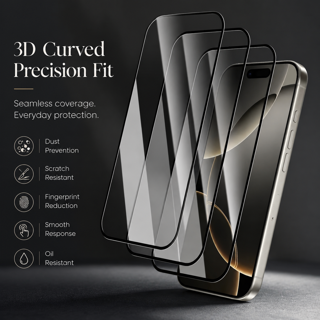 Premium iPhone Screen Protector Tempered Glass HD Clear Full Screen Coverage Anti Fingerprint Scratch Resistant Bubble Free Shatter Protection Ultra Thin Case Friendly