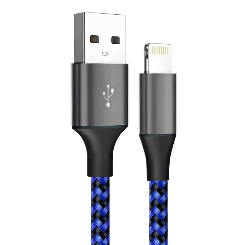 Premium iPhone USB A to Lightning Charging Cable Fast Charge Nylon Braided Data Sync Cord 12W 2.4A Durable Tangle Resistant Portable Connector
