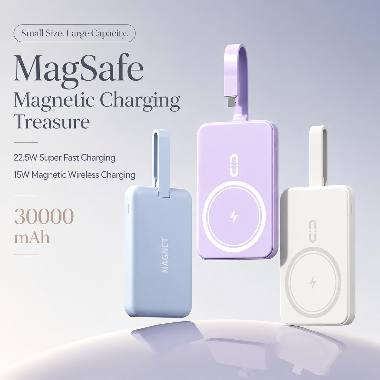 Premium iPhone Wireless Power Bank 23W Fast Charging Portable Battery LED Display Built In Cables Flashlight Hand Warmer Charger Emergency Utility