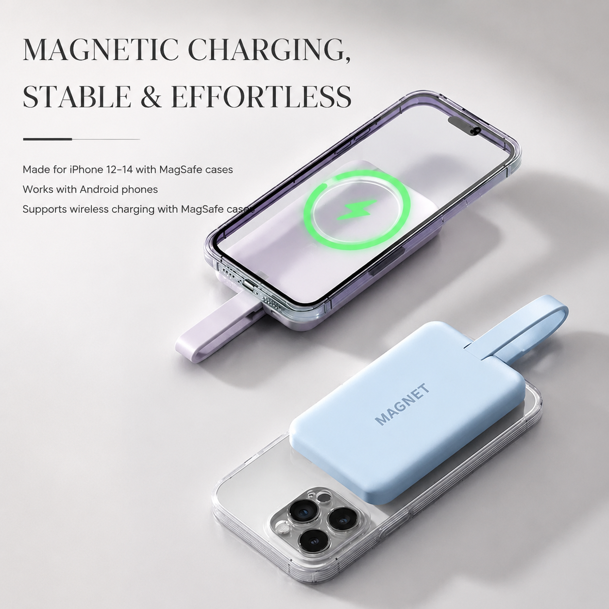 Premium iPhone Wireless Power Bank 23W Fast Charging Portable Battery LED Display Built In Cables Flashlight Hand Warmer Charger Emergency Utility